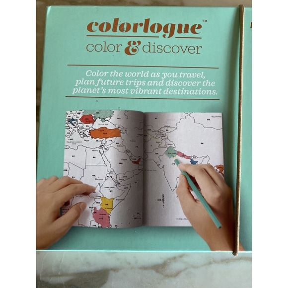 New Colorlogue Color & Discover Travel Journal Maps Pencils - Picture 4 of 4